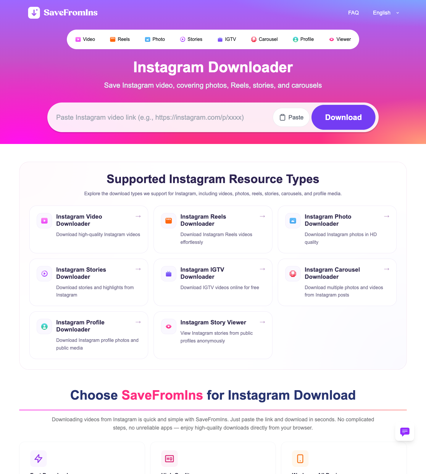 Média Enregistrer des vidéos et des bobines d'Instagram - Téléchargeur Instagram pour vidéos, photos, bobines, histoires et carrousels. 1