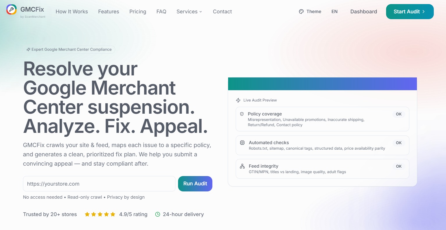 GMCFix.com - Google Merchant Center misrepresentation, GMC misrepresentation, misrepresentation of self or products, Google Merchant Center misrepresentation appeal, GMC compliance audit, media 1