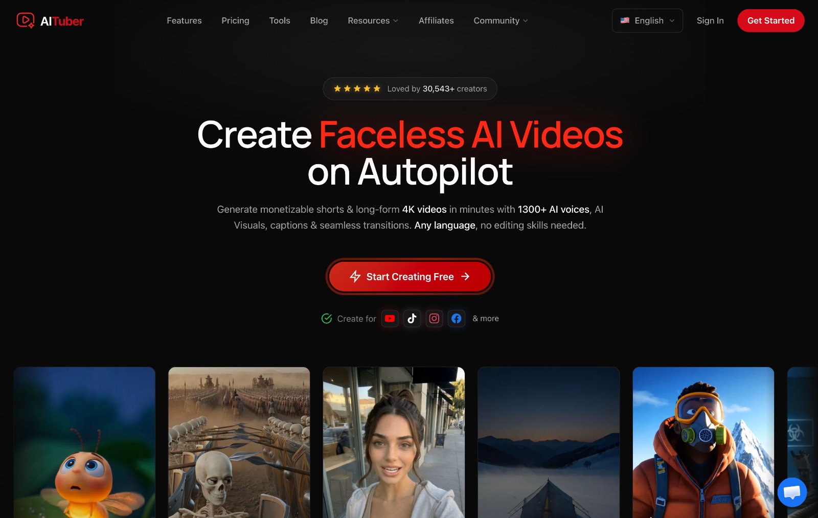 AITuber - ai video generator, faceless video generator, ai video maker, ai voice generator, text to video ai, ai shorts generator, ai reels generator, youtube shorts maker, tiktok video maker, instagra media 1