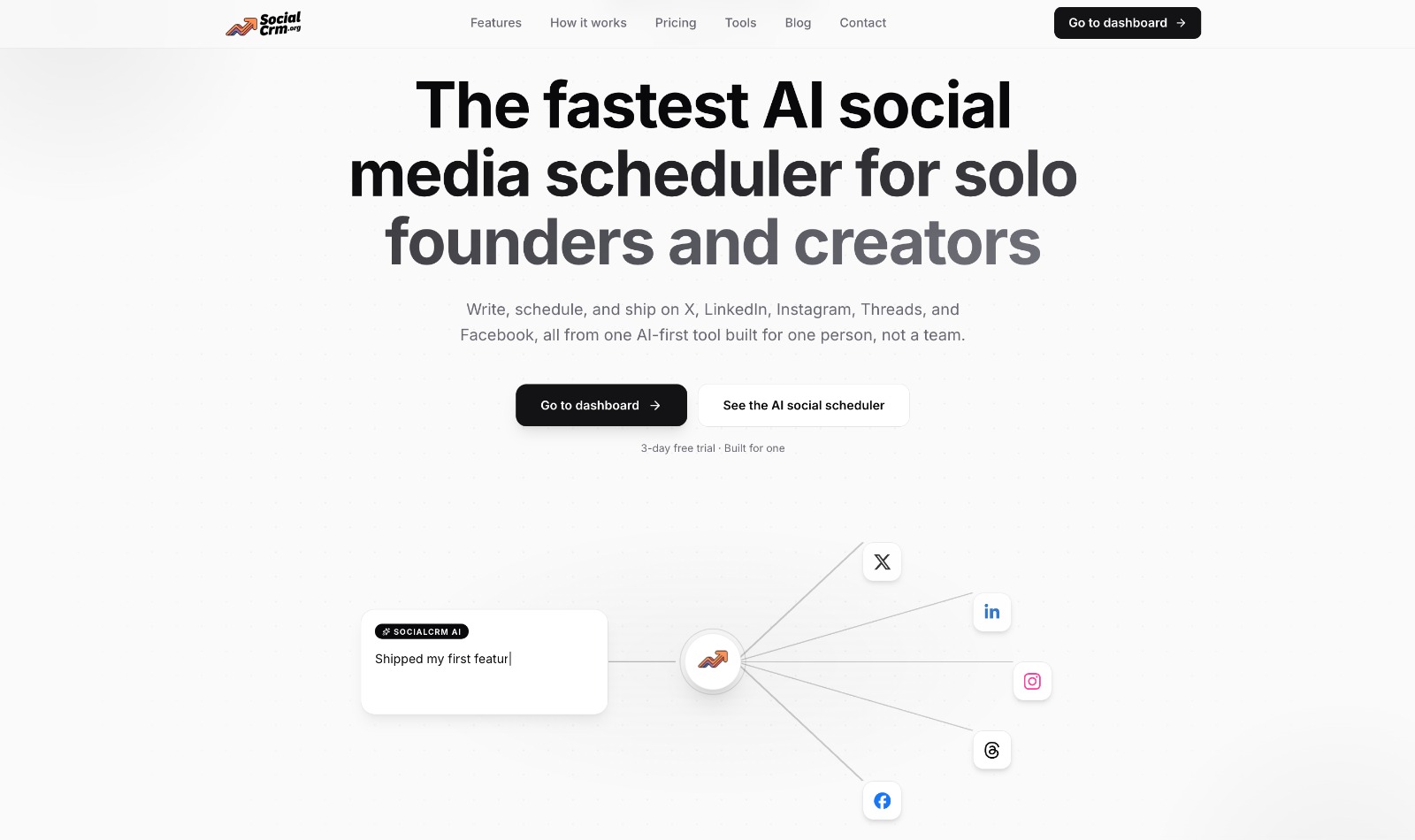 SocialCRM - The fastest AI social media scheduler for solo founders and creators media 1