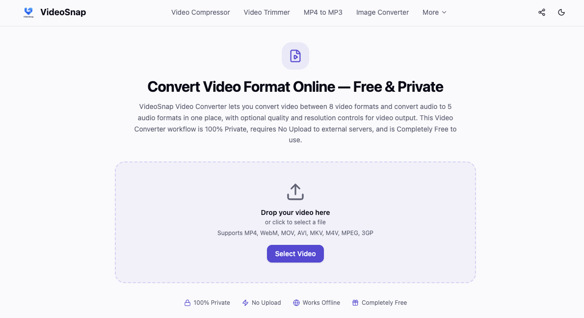 VideoSnap - VideoSnap - Free Online Video Converter | Convert,Compress media 1