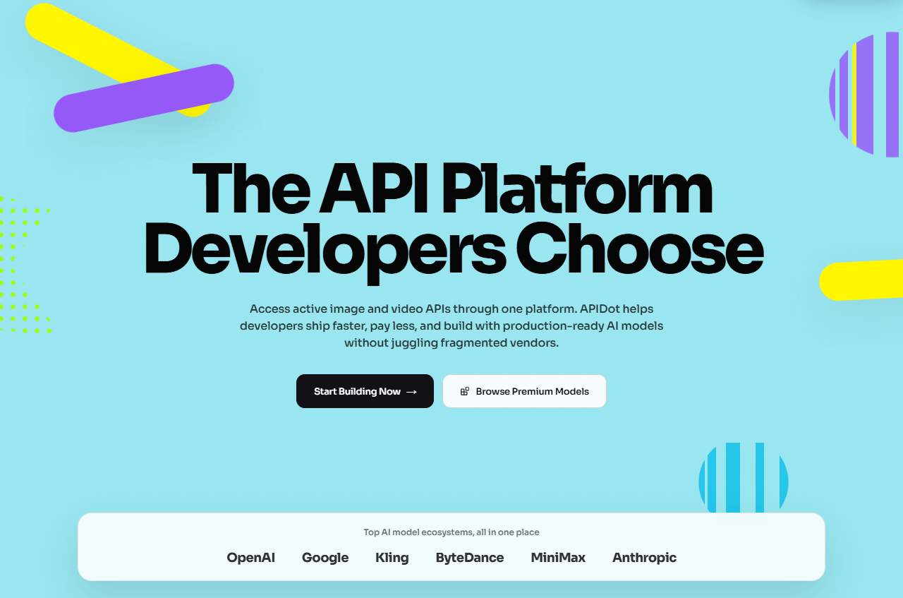 APIDot - One API key for top AI image, video, music, and chat models media 1