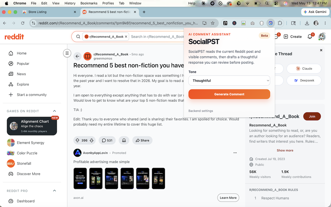 SocialPST - Commenti Reddit basati sull'intelligenza artificiale per far crescere il tuo marchio più velocemente con un coinvolgimento autentico. media 1