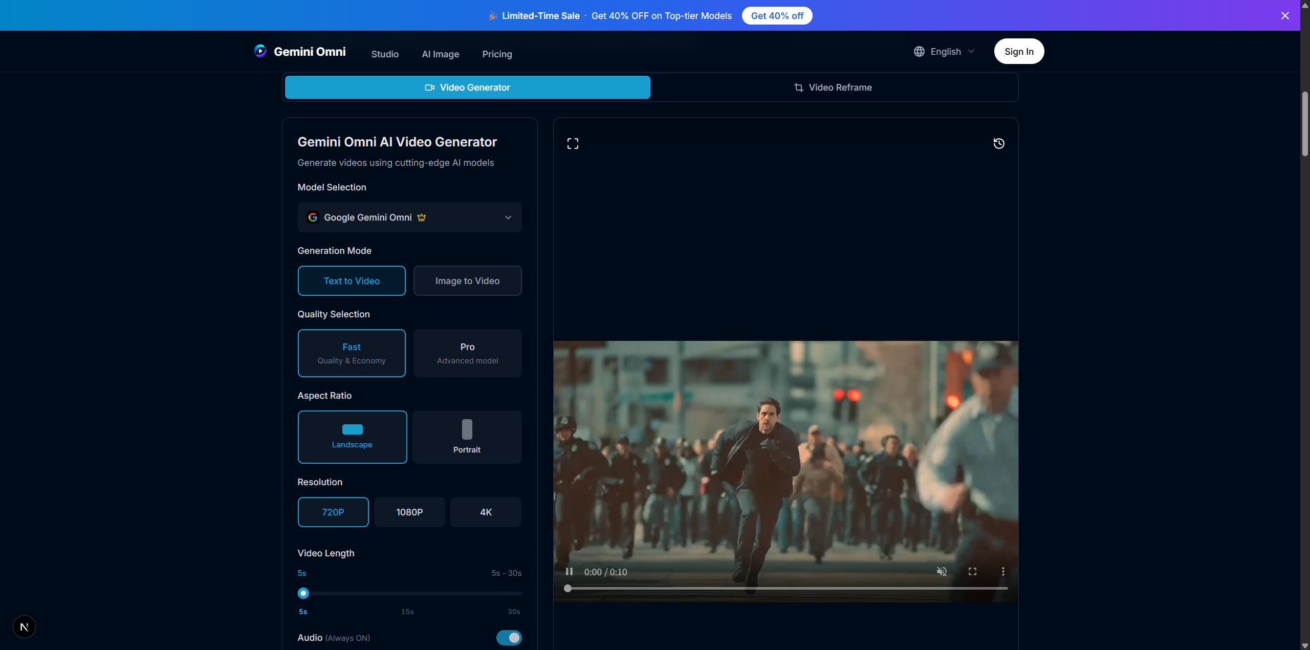 Generatore video Gemini Omni AI - Realizza video AI cinematografici con Gemini Omni, il modello omni unificato basato su Google.Genera, modifica e remixa in 4K nativo fino a 120 fps, con audio integrato, modalità regista e in media 2
