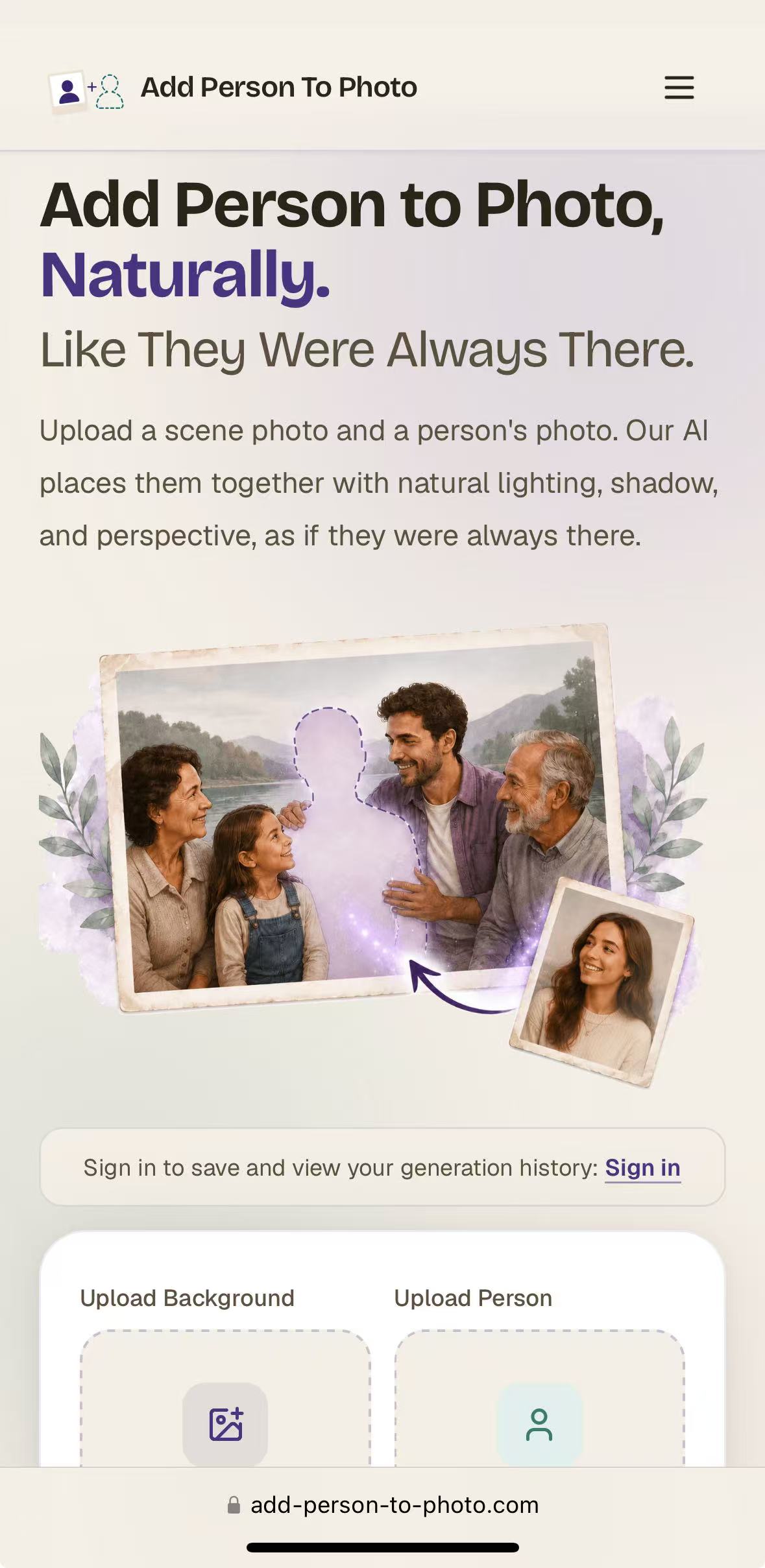 Aggiungi persona alla foto - Aggiungi facilmente persone alle foto di gruppo utilizzando la tecnologia AI. media 3