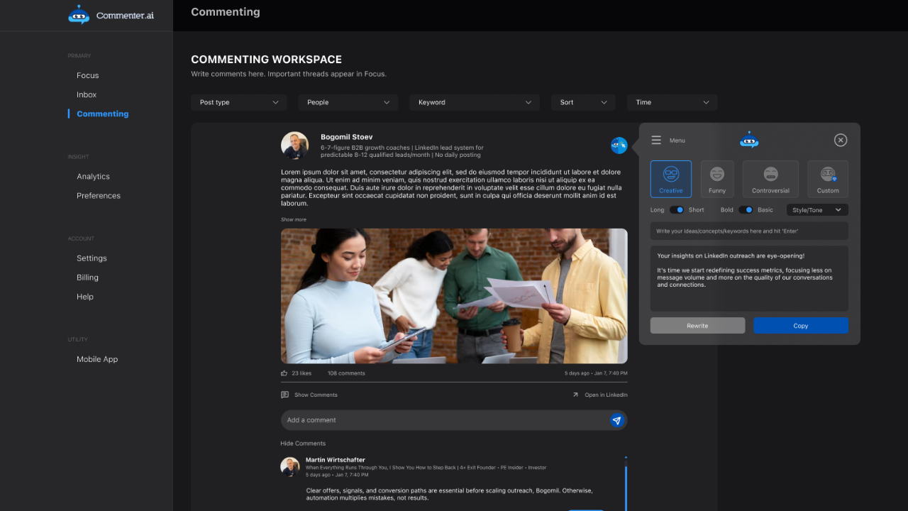 Commento AI - Tieni traccia dei segnali di vendita di LinkedIn e delle bozze dei commenti AI media 3