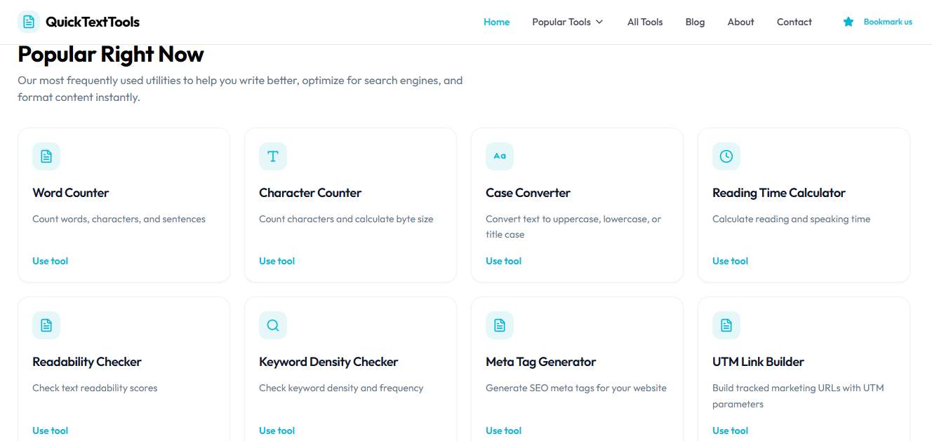 QuickTextTools - 76+ Free Text, SEO, Writing & Productivity Tools — Fast, Simple & Browser-Based media 1