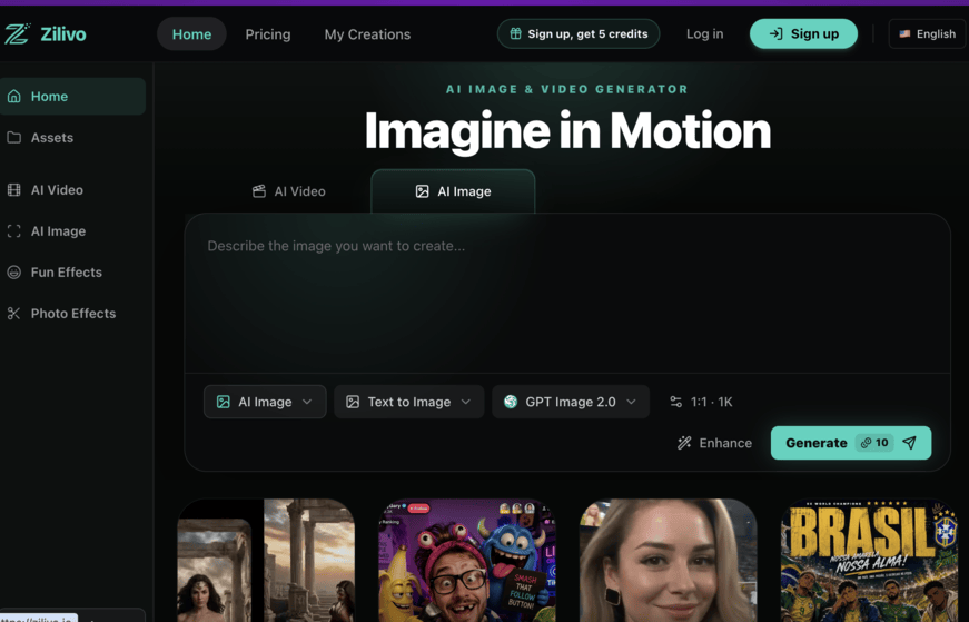 Zilivo AI - Try Zilivo AI for free to create AI images, edit visuals, and generate AI videos with prompts, reference uploads, and production-ready controls. media 1