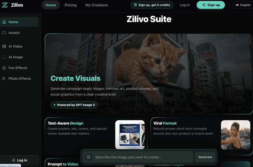 Zilivo AI - Try Zilivo AI for free to create AI images, edit visuals, and generate AI videos with prompts, reference uploads, and production-ready controls. media 2
