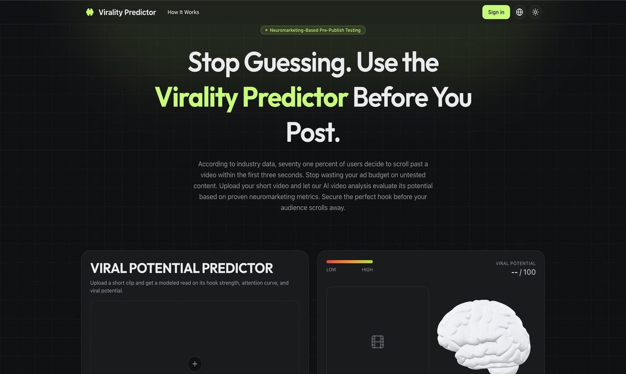 Virality Predictor - Predict video virality before you publish. media 1