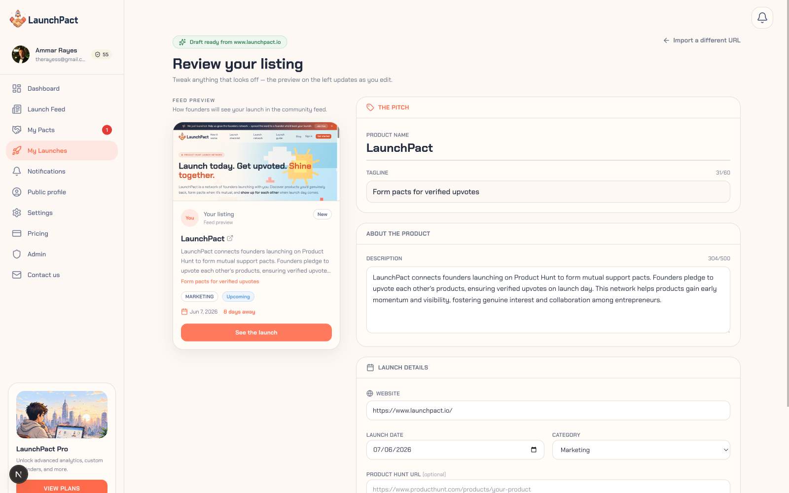 LaunchPact - Get upvotes for your ProductHunt launch. media 1