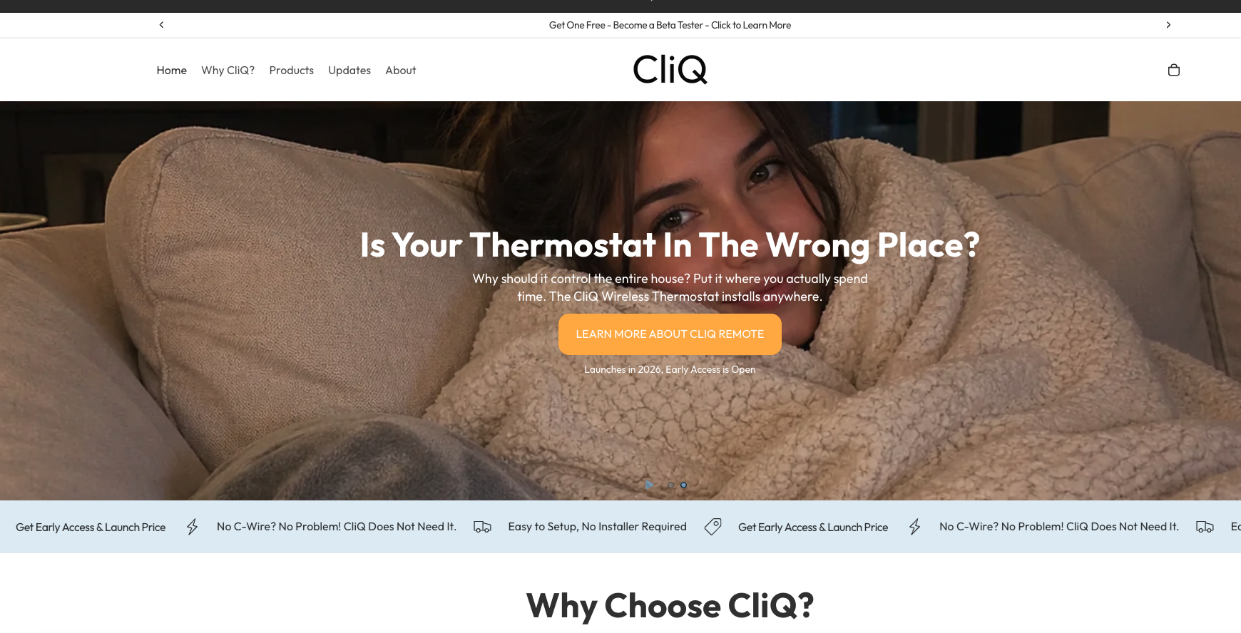 CliQ For Home - No C-wire? No problem. CLIQ is the $69 smart thermostat that installs in minutes — works with most HVAC systems right ou media 1