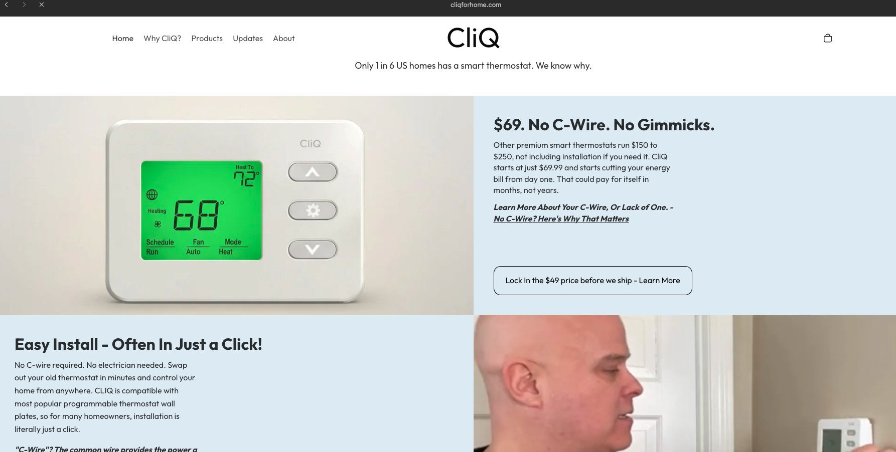 CliQ For Home - No C-wire? No problem. CLIQ is the $69 smart thermostat that installs in minutes — works with most HVAC systems right ou media 2