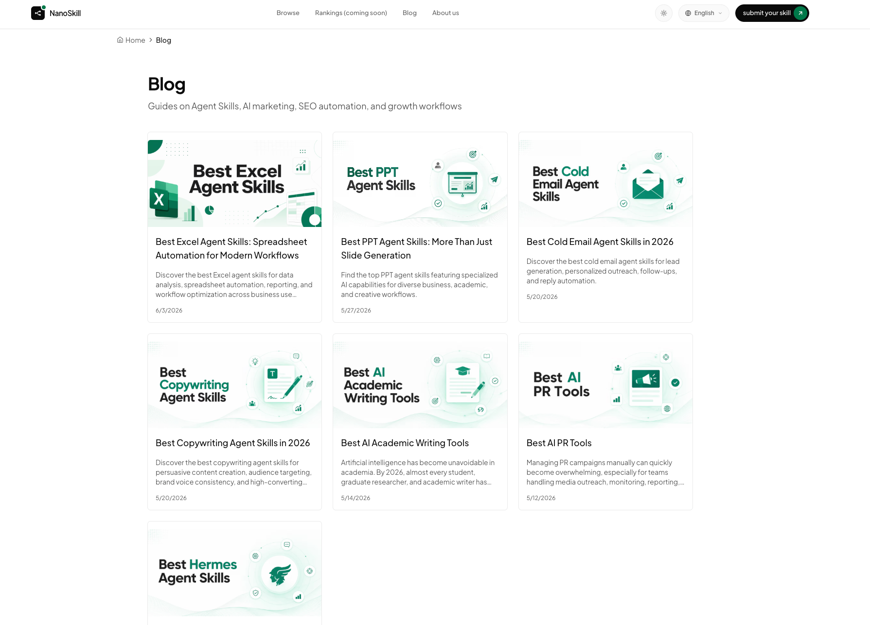 NanoSkill AI - NanoSkill.ai is a curated discovery platform for marketing-focused AI Agent Skills. It helps marketers, growth teams, SEO specialists, founders, and agencies find reusable, install-ready skil media 1