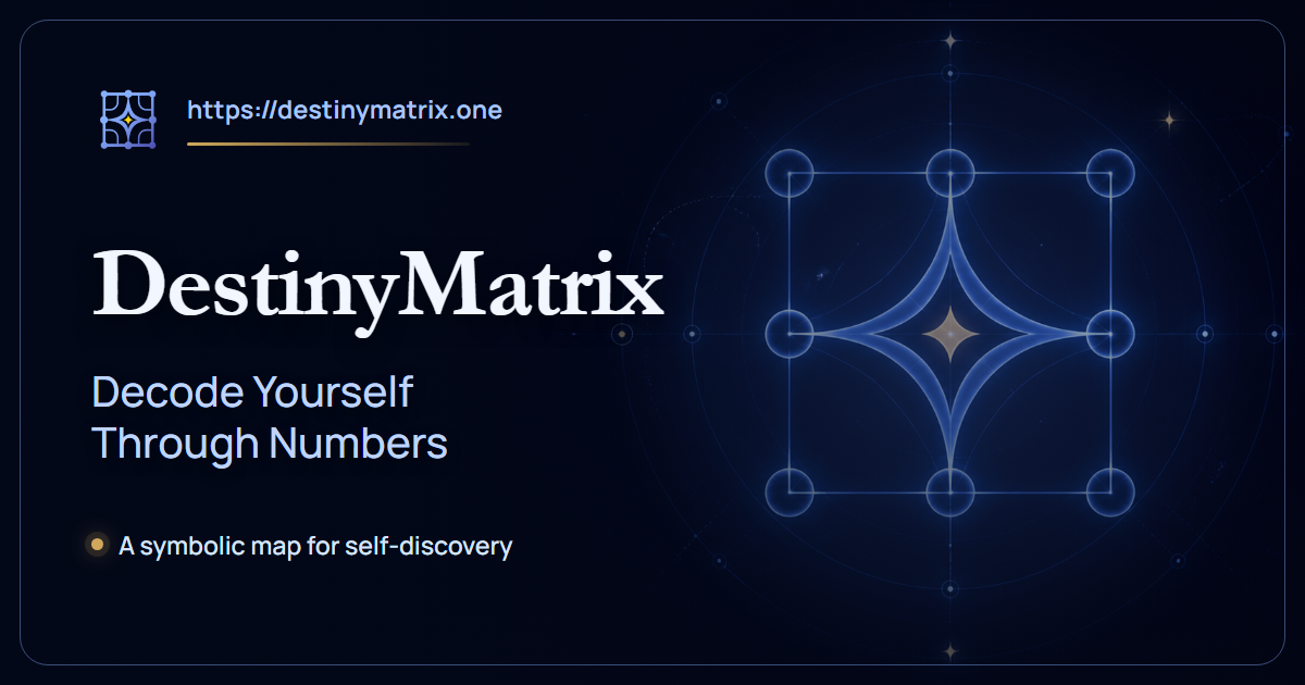 Calculadora de gráficos de matriz de destino - DestinyMatrix es una calculadora de gráficos Destiny Matrix gratuita y una plataforma de lectura impulsada por inteligencia artificial para el autodescubrimiento, la numerología simbólica, la media 1