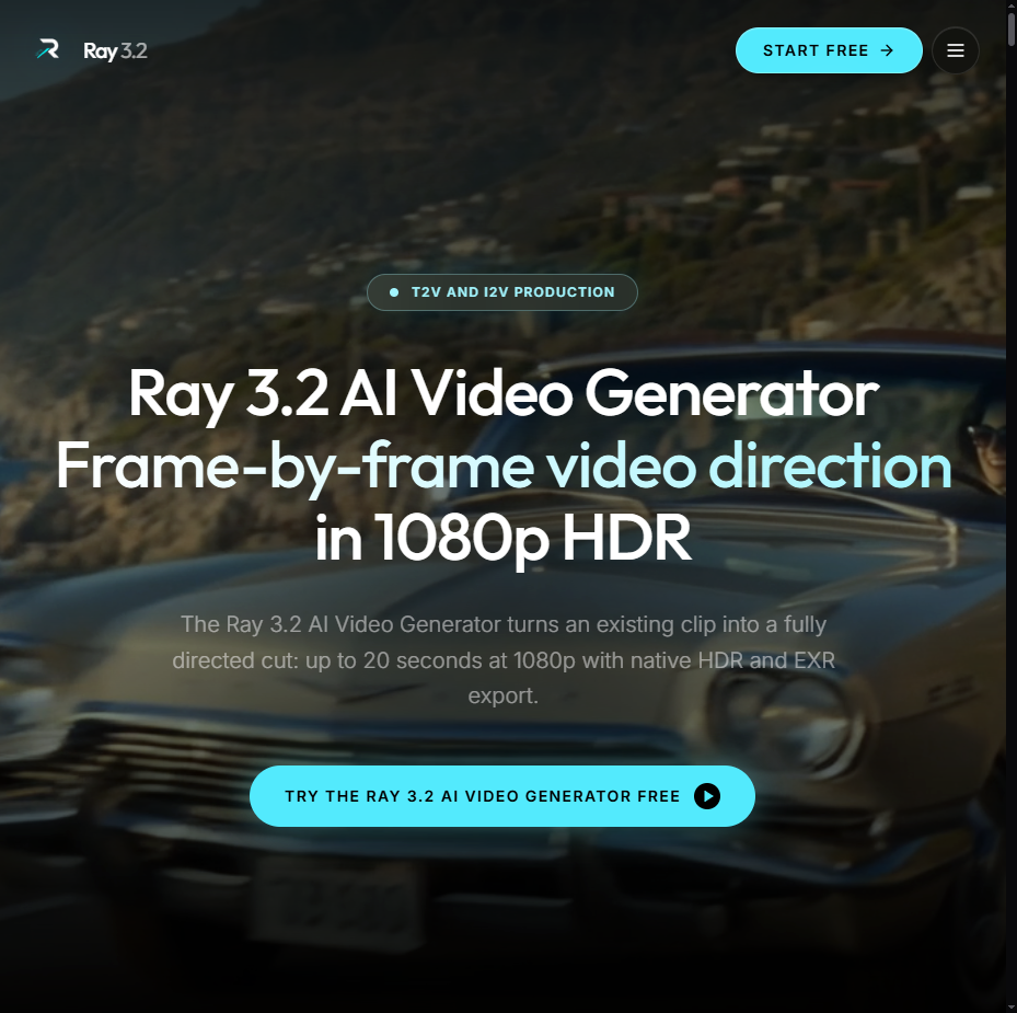 Видеогенератор Ray 3.2 с искусственным интеллектом