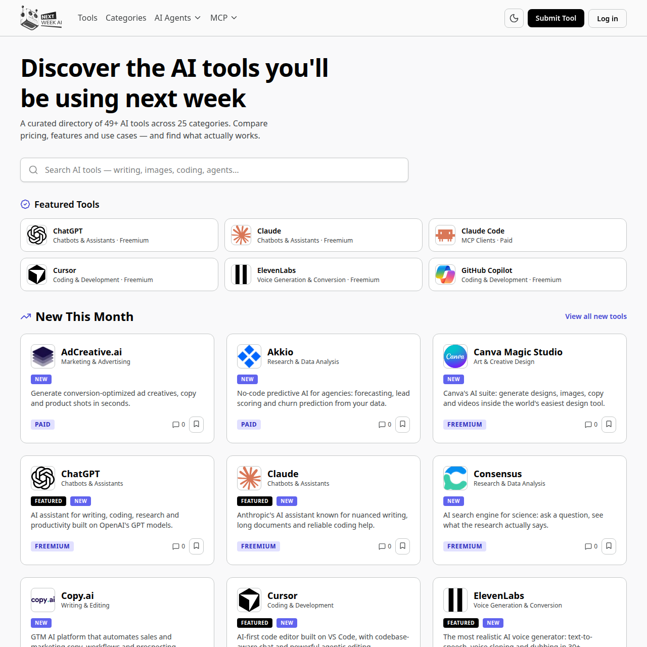 NextWeekAI — откройте для себя лучшие инструменты искусственного интеллекта