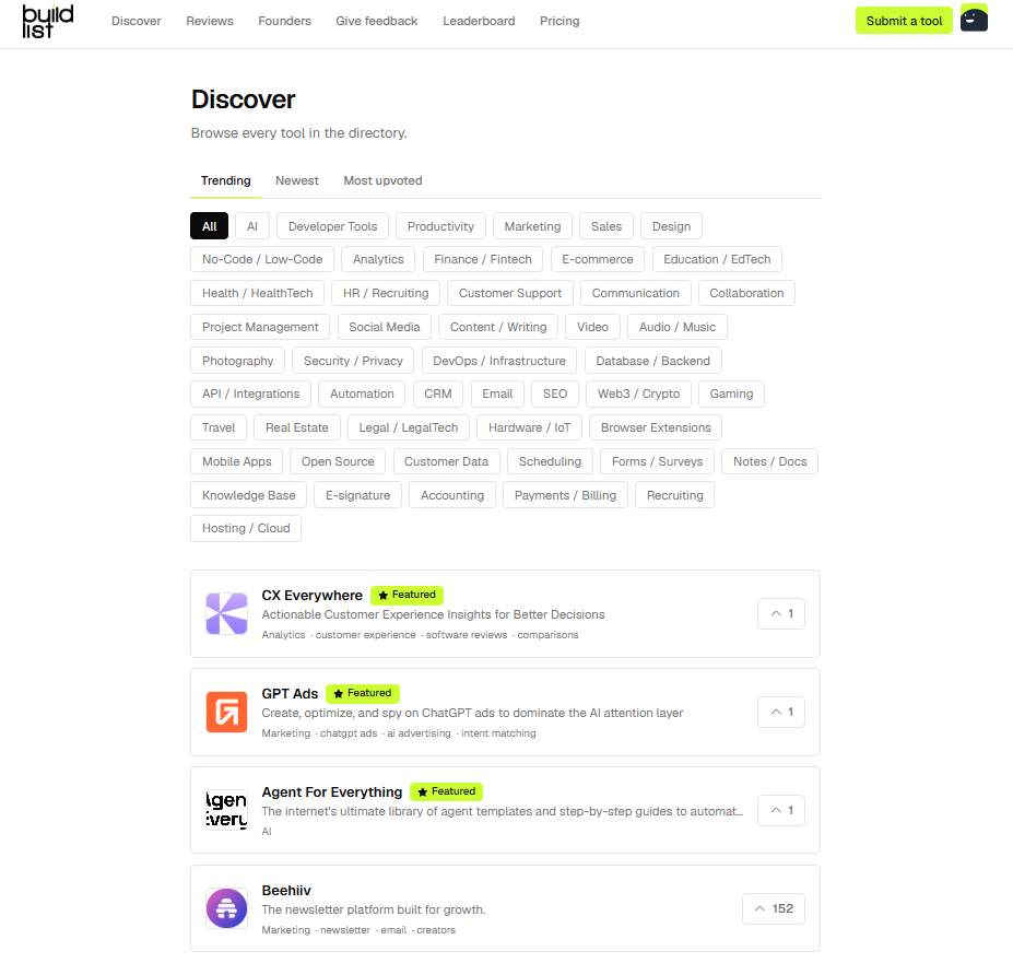 Buildlist - The first step in SaaS marketing: list your product the day you launch. media 1