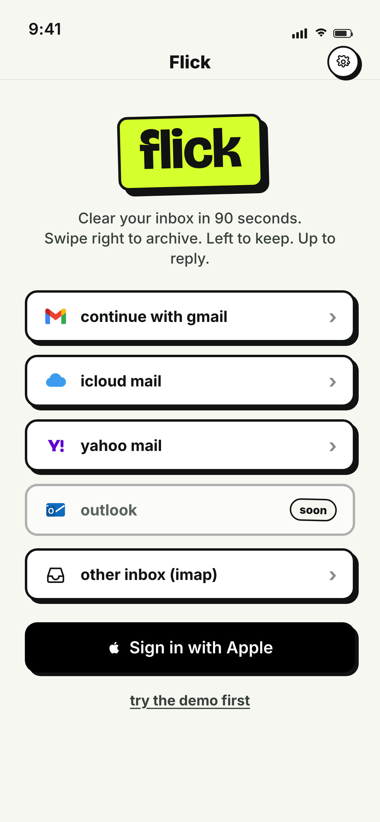Flick - Flick turns your inbox into a finite swipe deck: one decision per email, then you're done. media 3