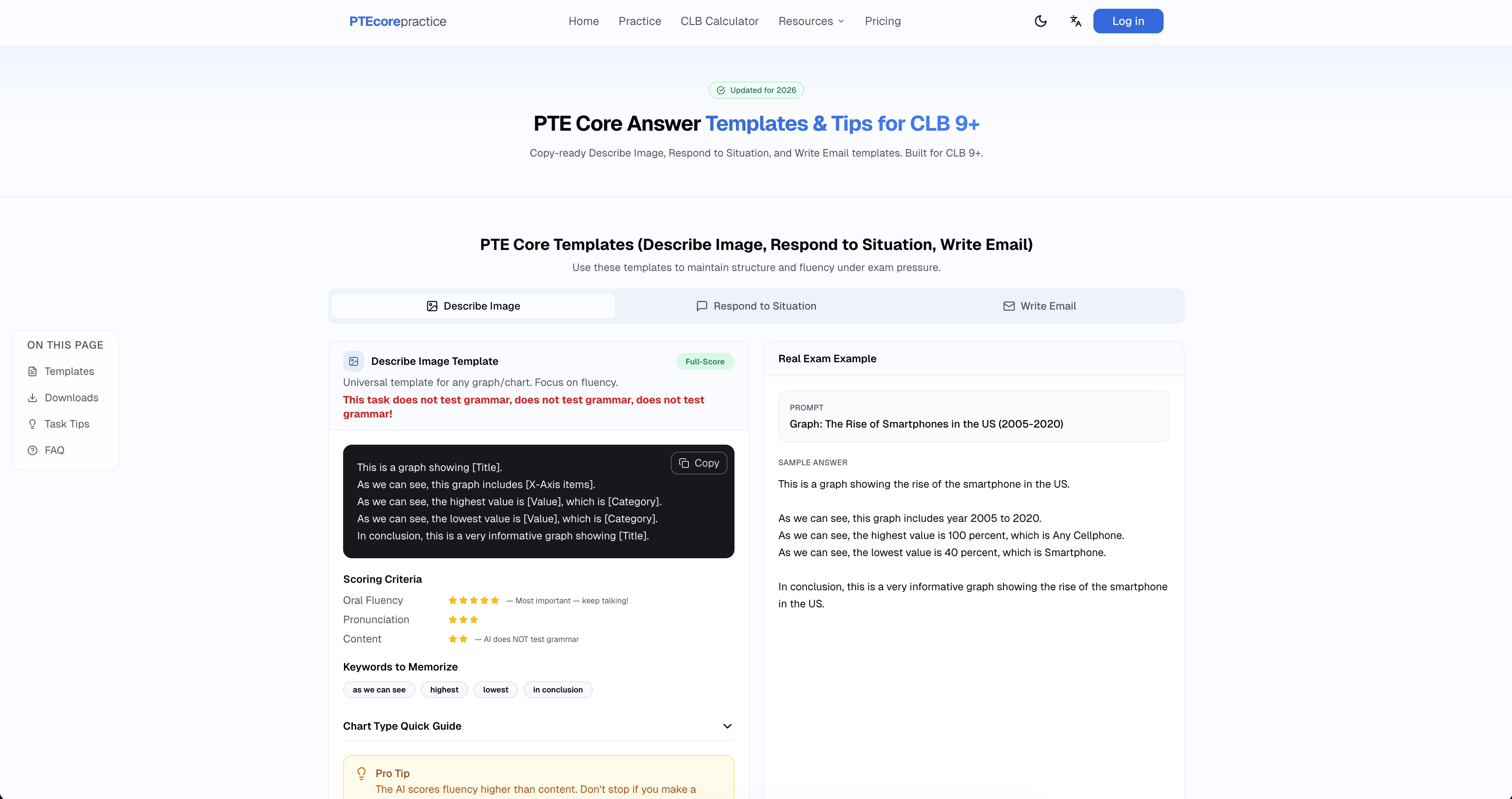 PTEcorepractice - Free AI-powered PTE Core mock tests with instant CLB scores media 4