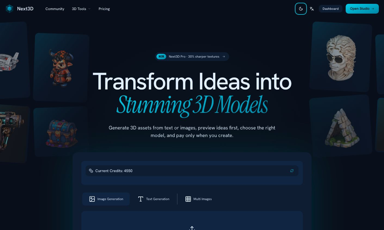 Next3D AI 3D Model Generator - Create 3D model concepts from prompts or images in your browser media 1